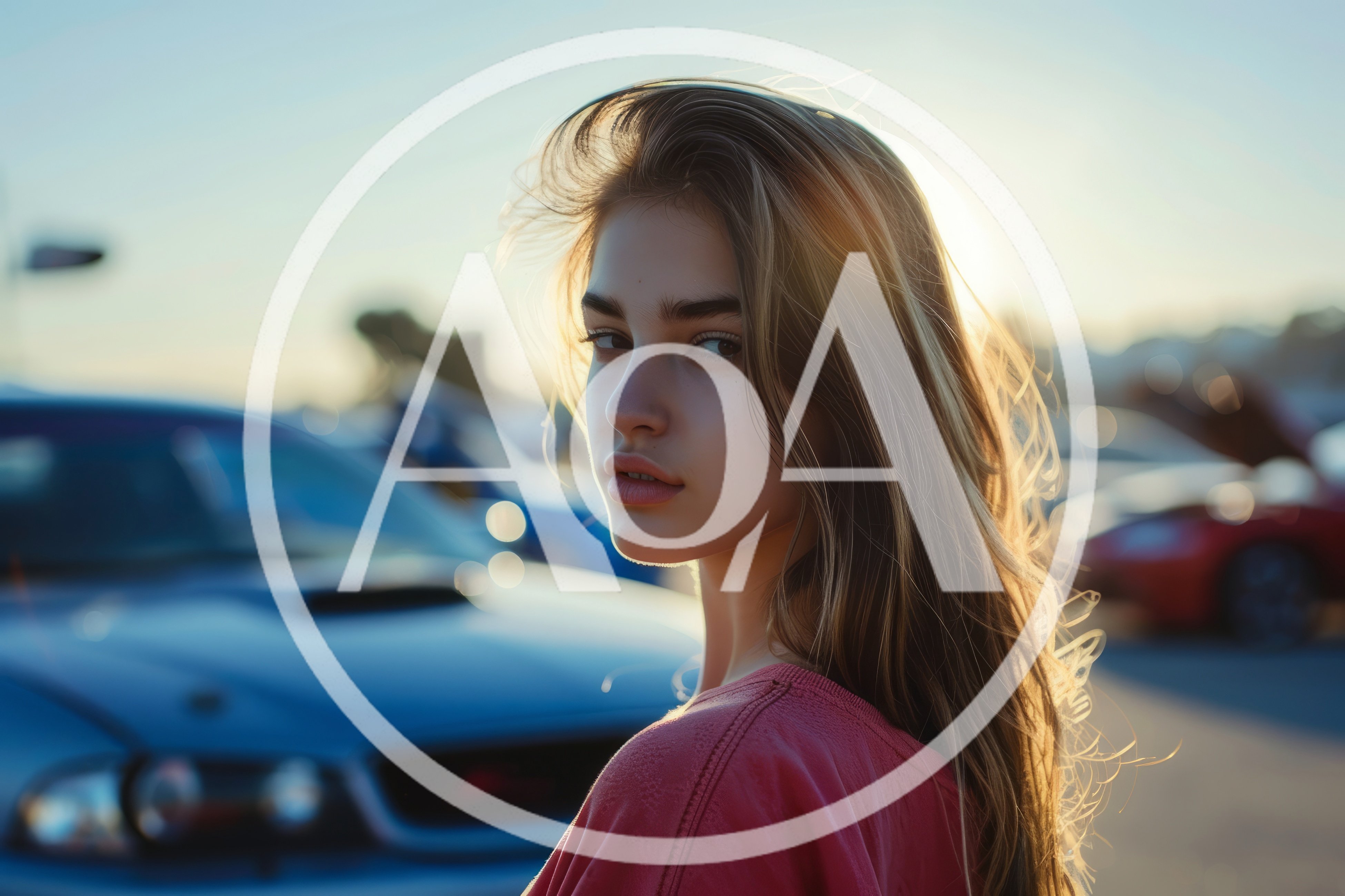 Young Woman Posing Outdoors Near Sports Cars