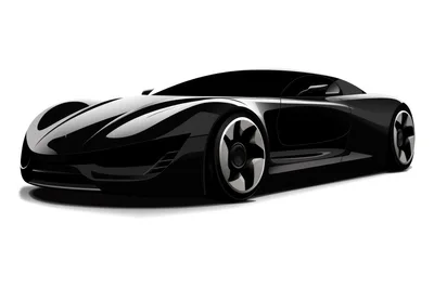 Sleek Black Concept Sports Car Illustration