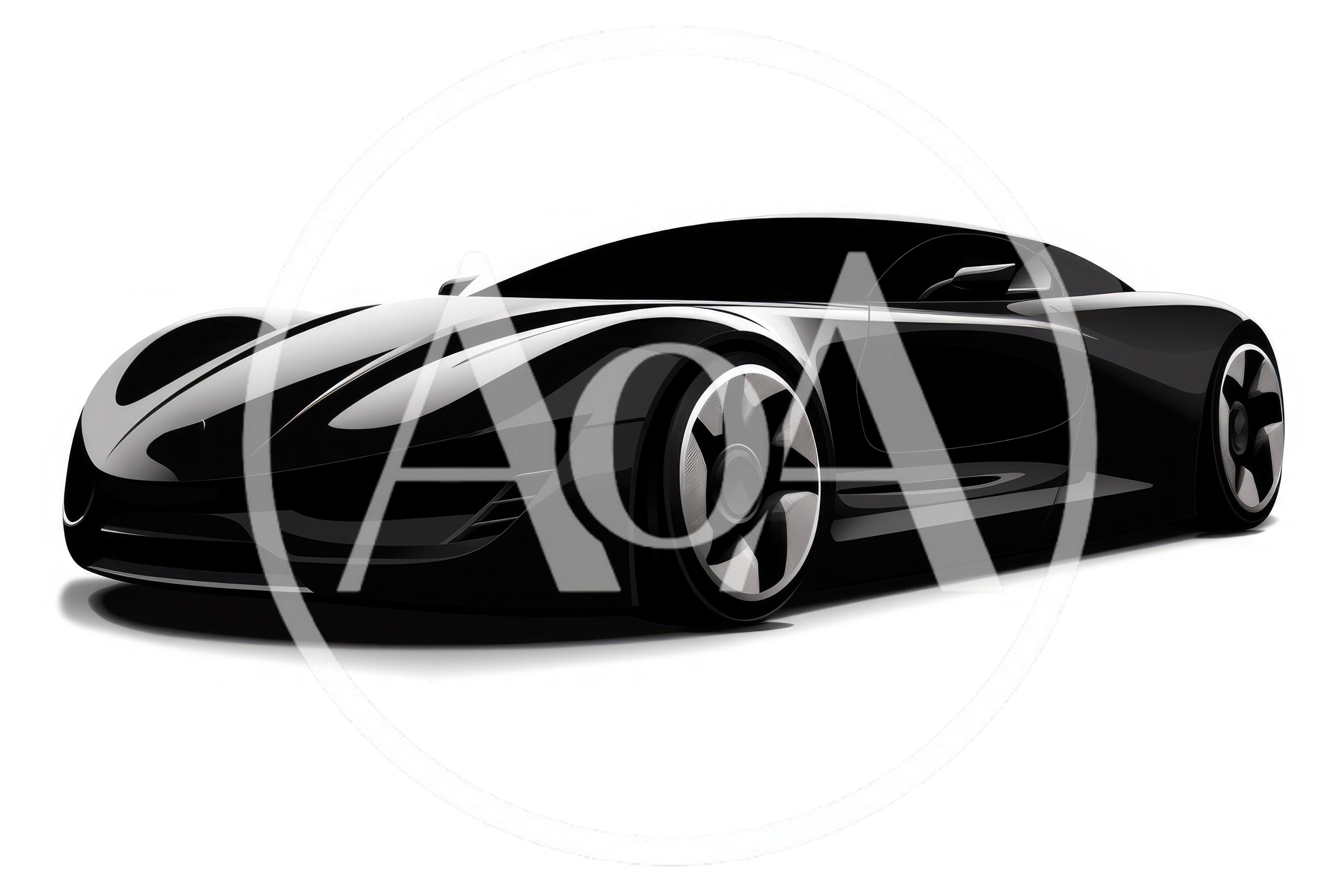 Sleek Black Concept Sports Car Illustration