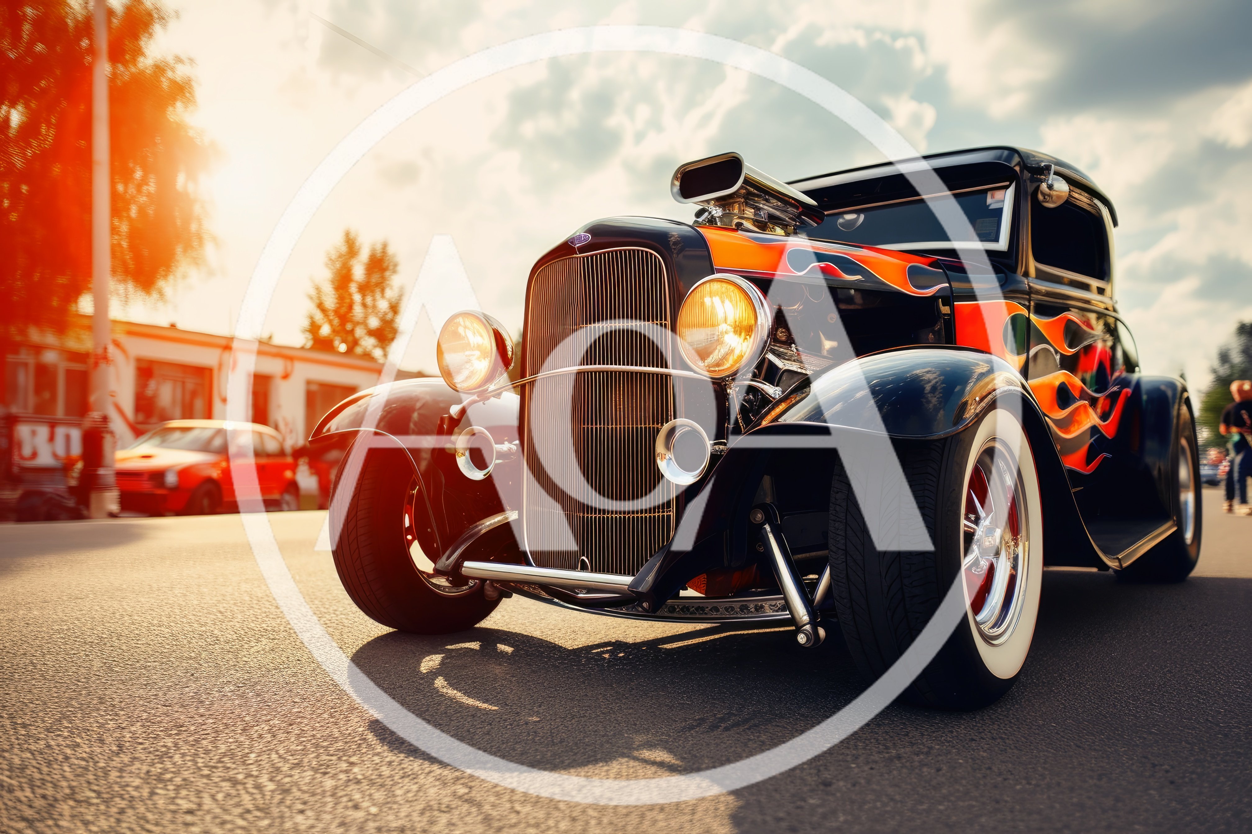 Custom Hot Rod Car With Flame Decals