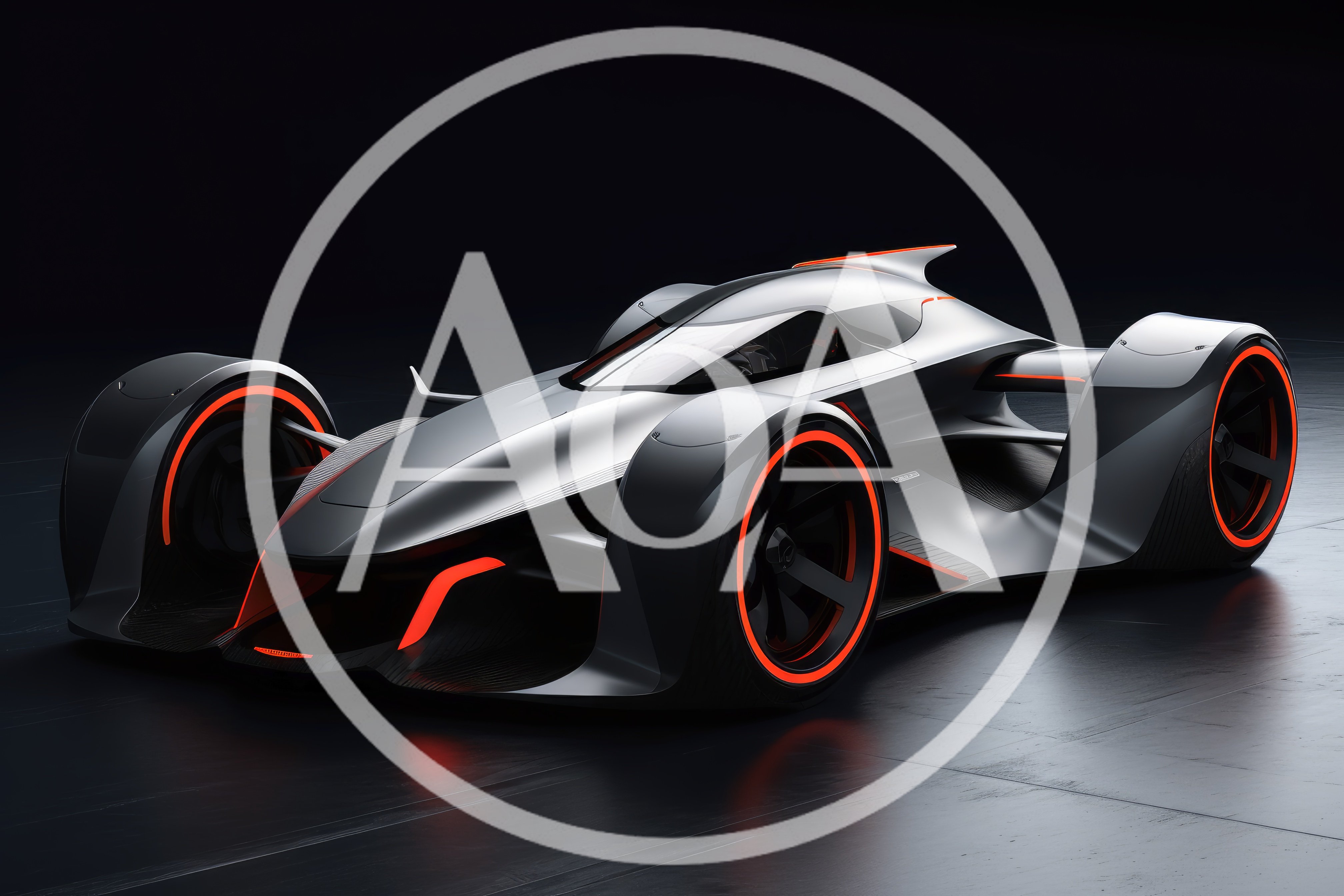 Futuristic Concept Supercar With Glowing Orange Accents