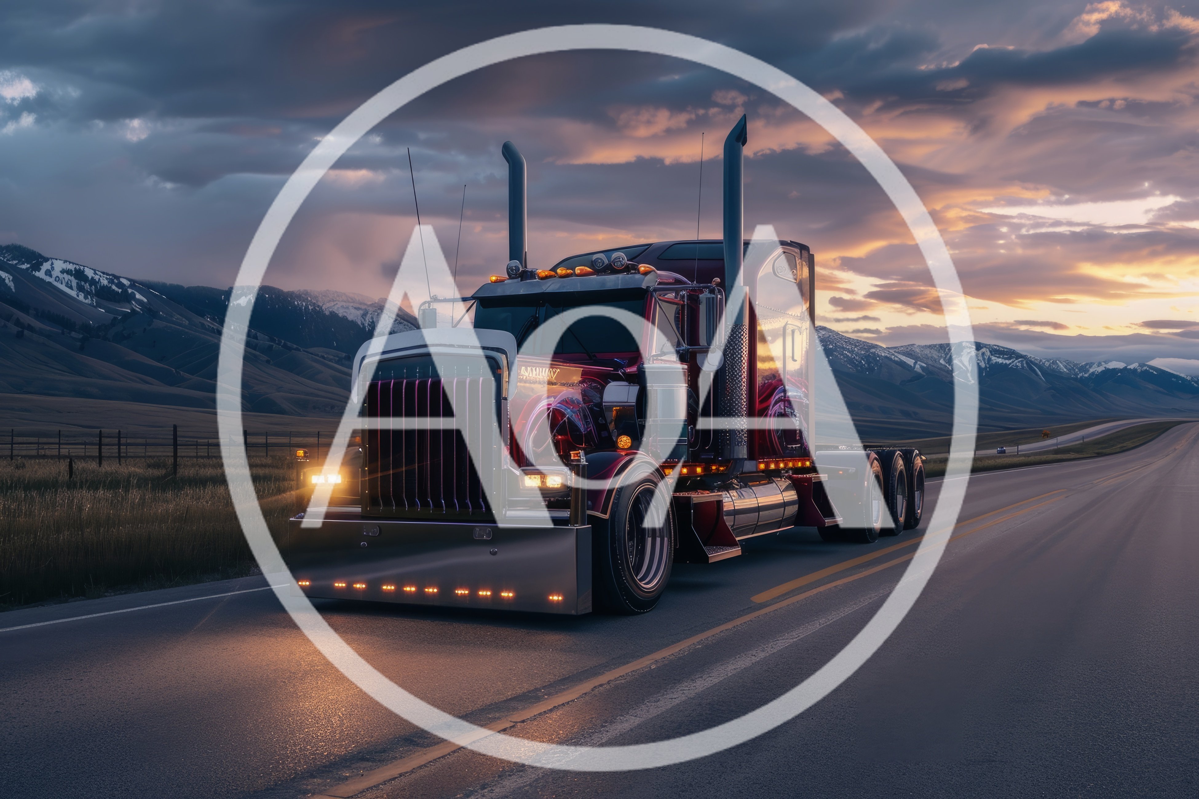 Custom Semi Truck Driving On Scenic Mountain Highway