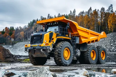 Yellow Mining Dump Truck In A Quarry