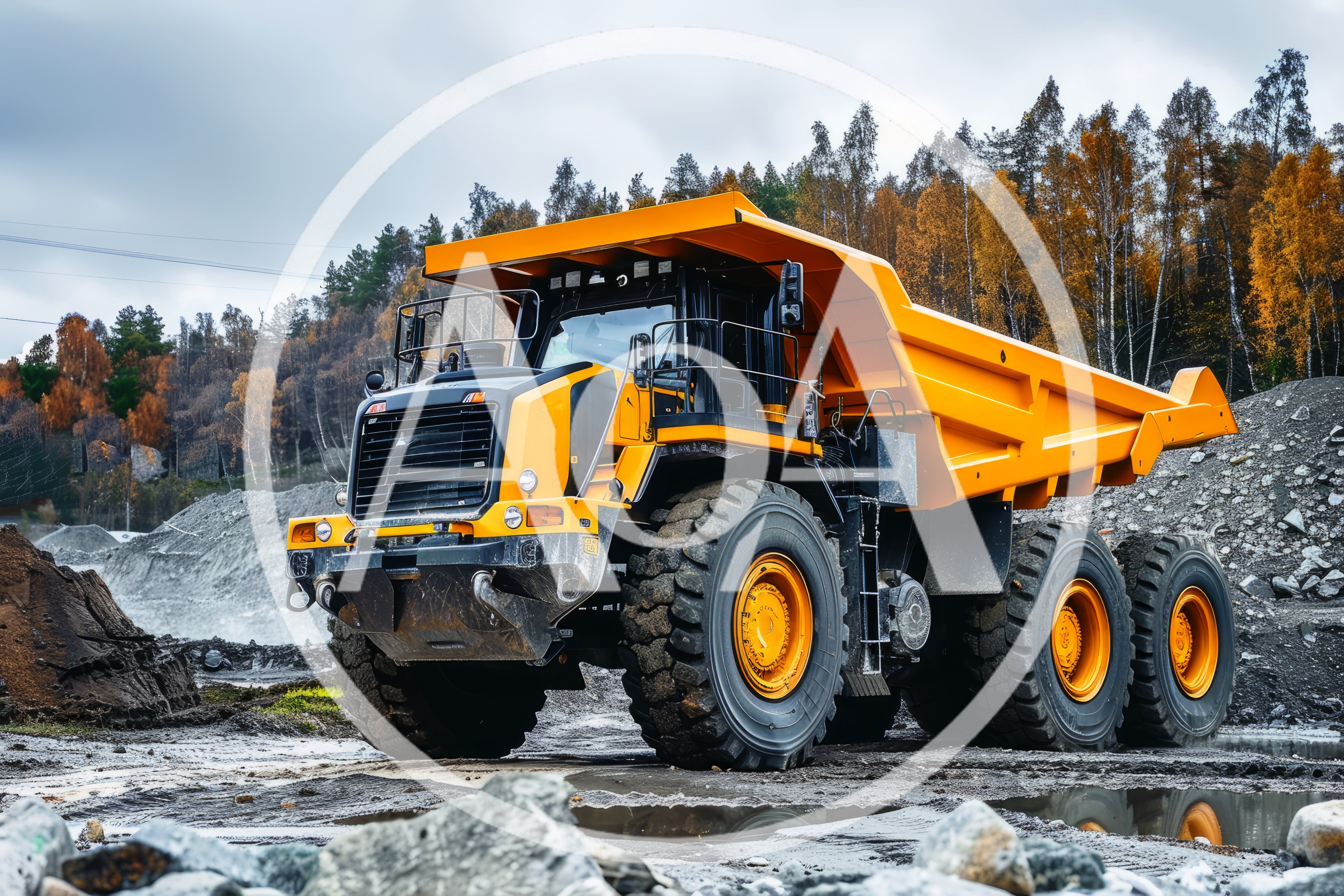Yellow Mining Dump Truck In A Quarry