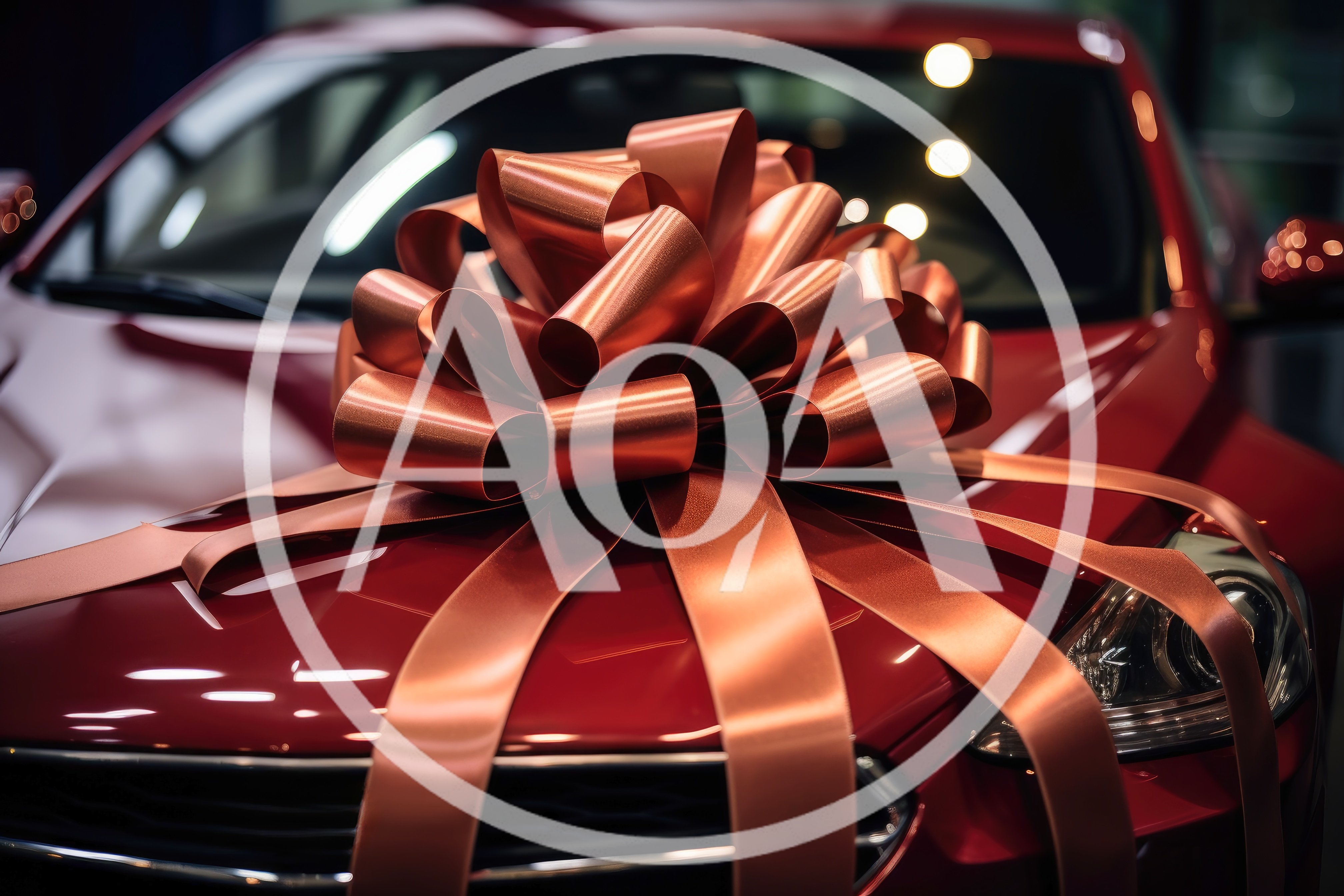 Red Car With A Large Gift Bow