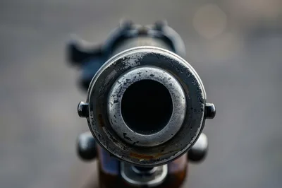 Close Up View Of A Vintage Rifle Muzzle