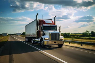 Semi Truck Driving On A Highway