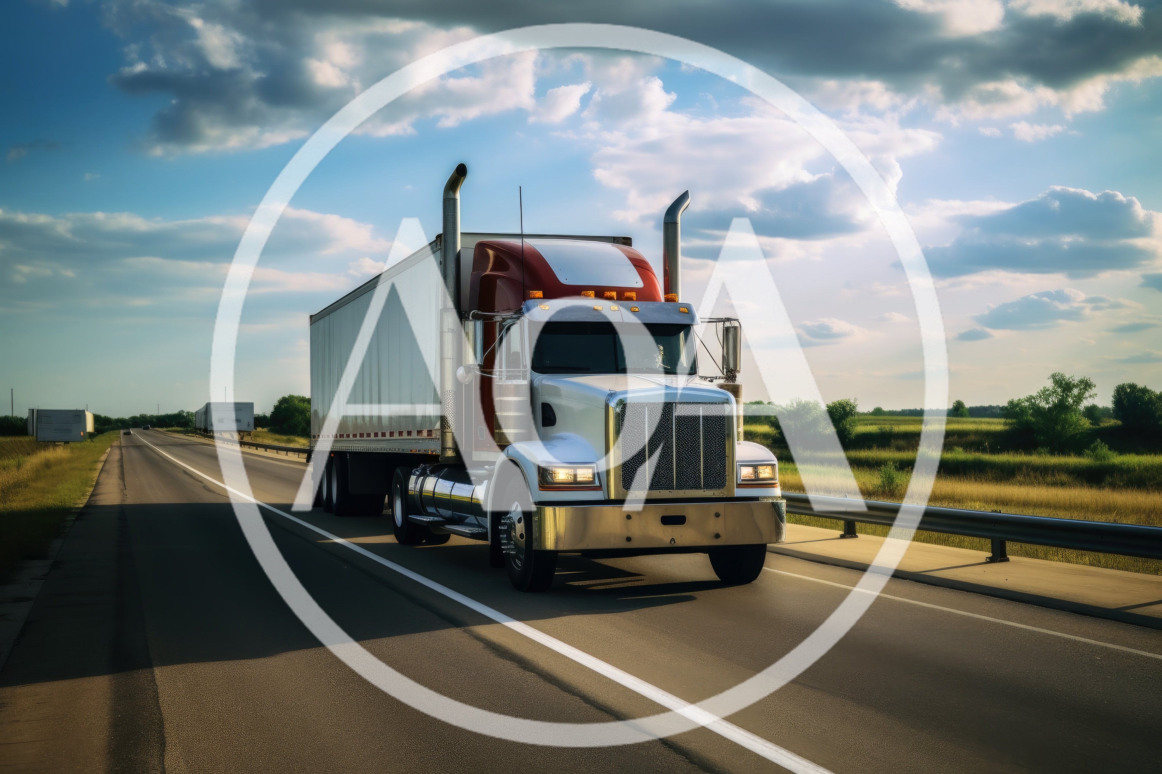 Semi Truck Driving On A Highway