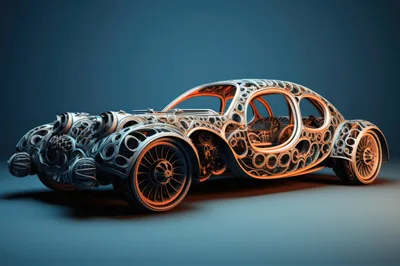 Futuristic Concept Car With Intricate Filigree Bodywork