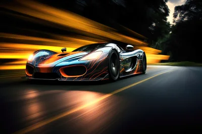 High Speed Supercar Driving On A Forest Road
