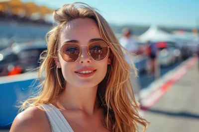 Portrait of a Young Woman Wearing Sunglasses Outdoors