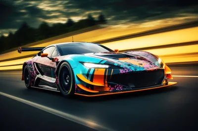Custom Sports Car Racing At High Speed