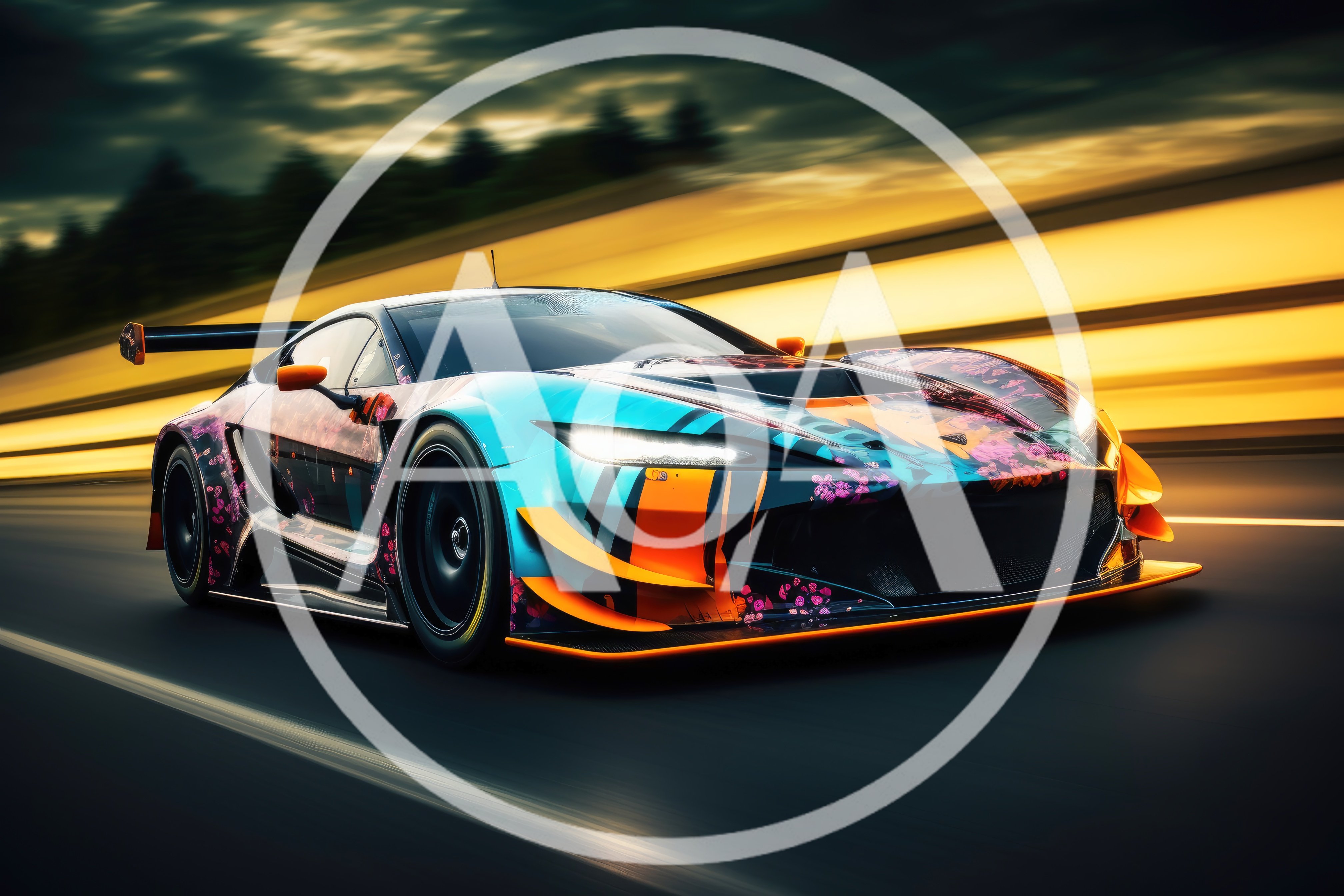 Custom Sports Car Racing At High Speed
