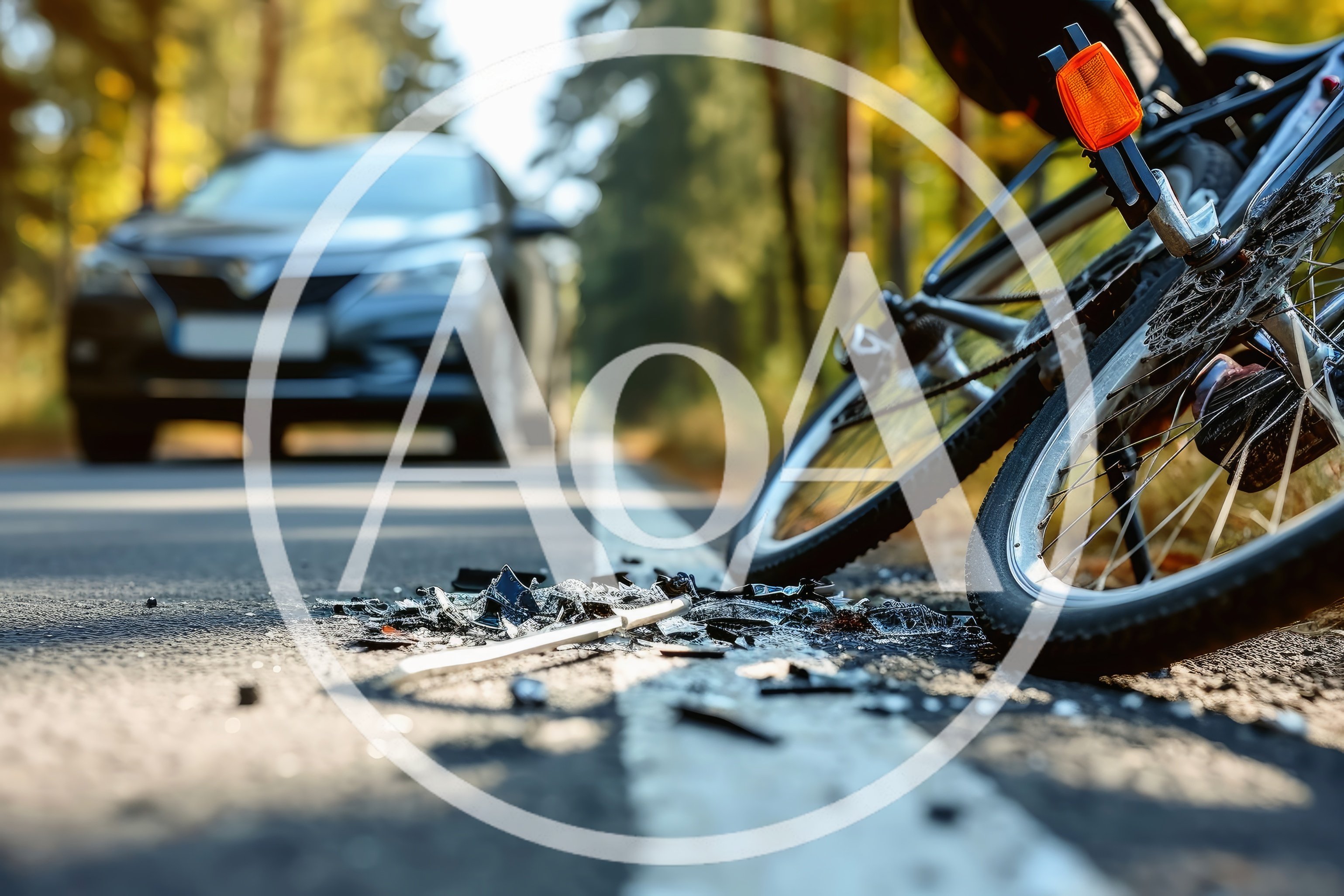 Bicycle Accident Scene With Debris On Road