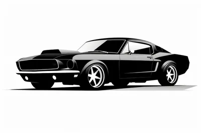 Black Classic Muscle Car Illustration