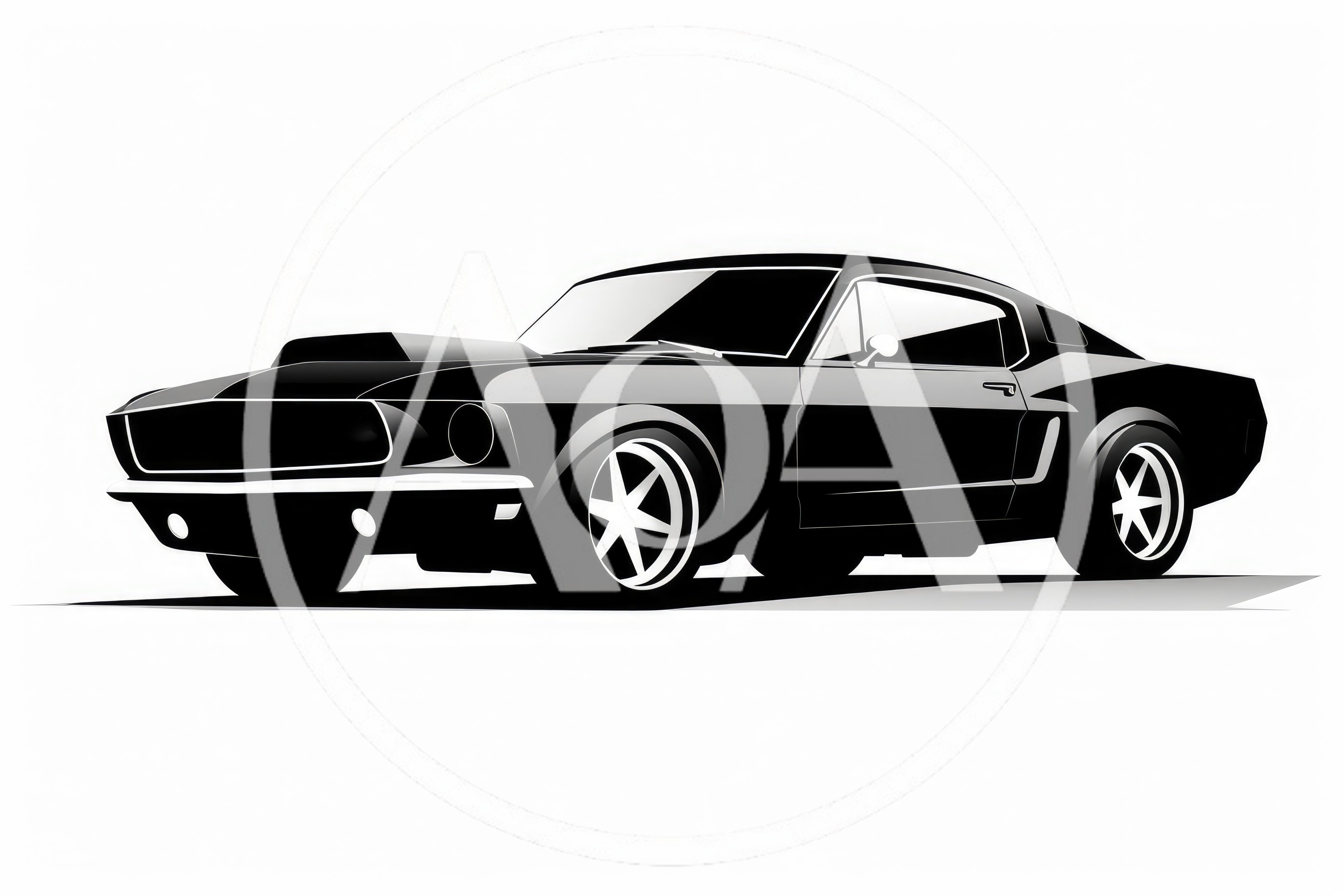 Black Classic Muscle Car Illustration