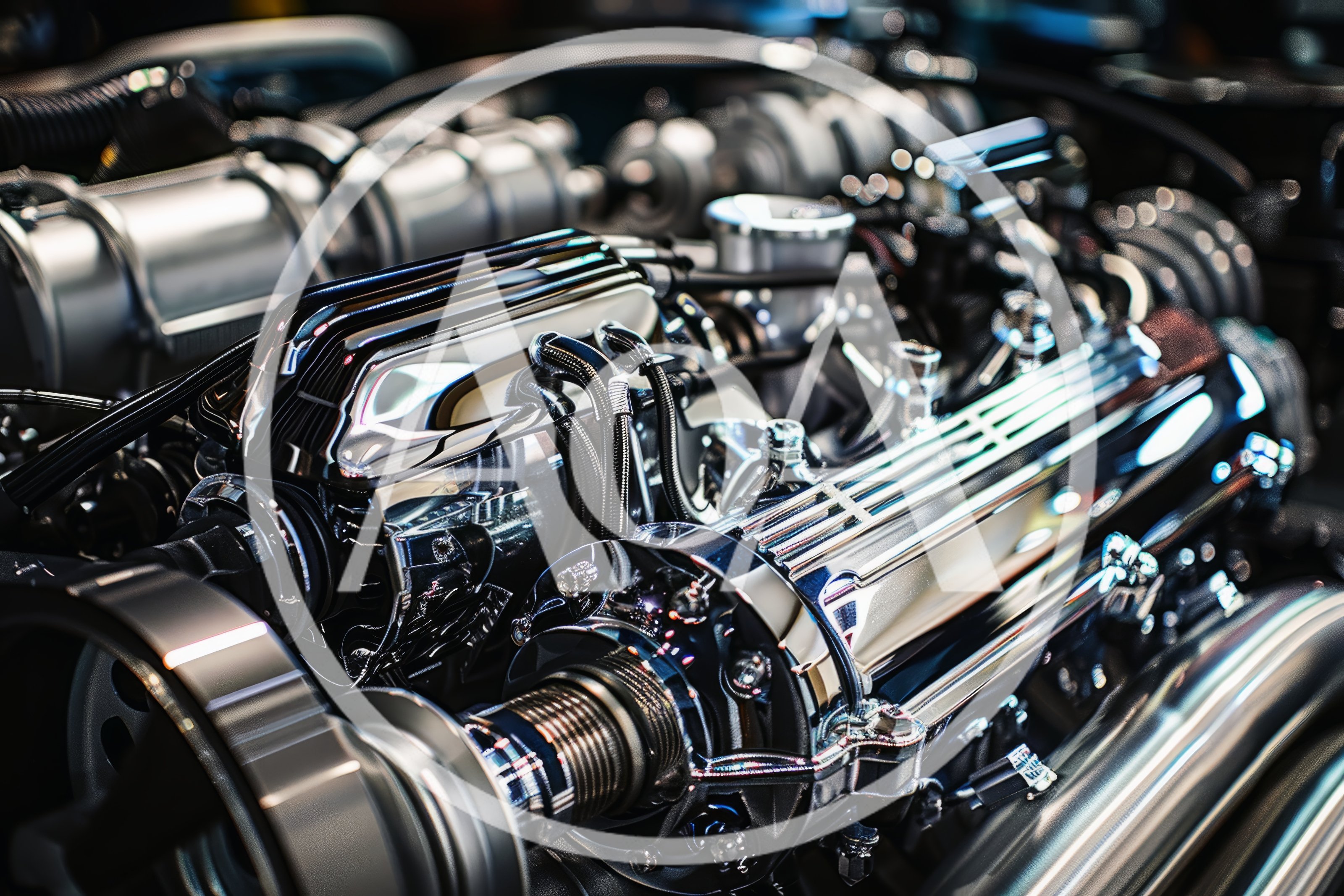 Close Up Of A Polished Chrome V8 Engine