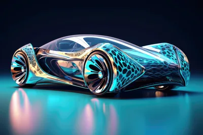 Futuristic Concept Car With Bioluminescent Pattern Design