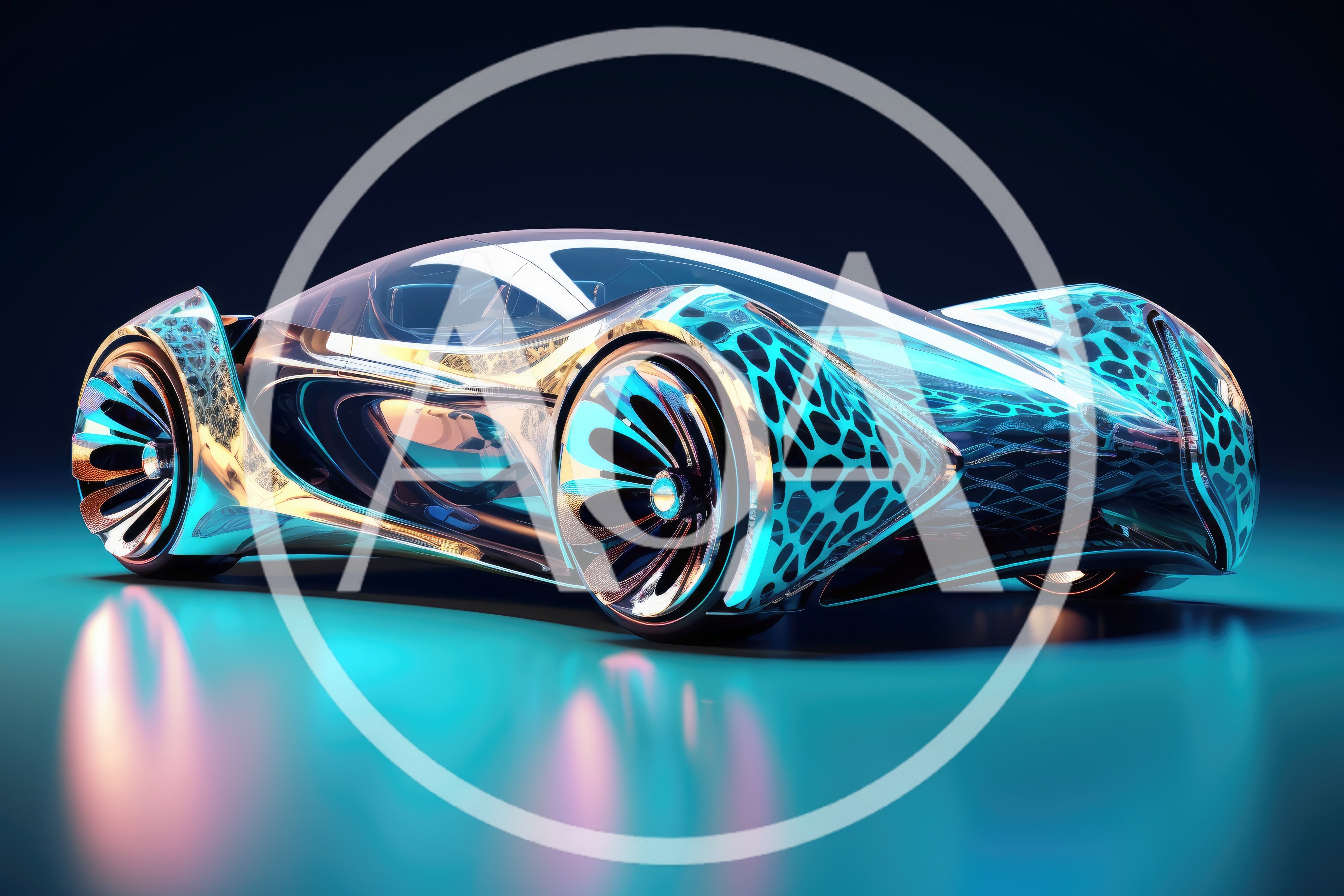 Futuristic Concept Car With Bioluminescent Pattern Design