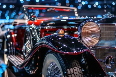 Classic Vintage Luxury Car Displayed at Auto Show