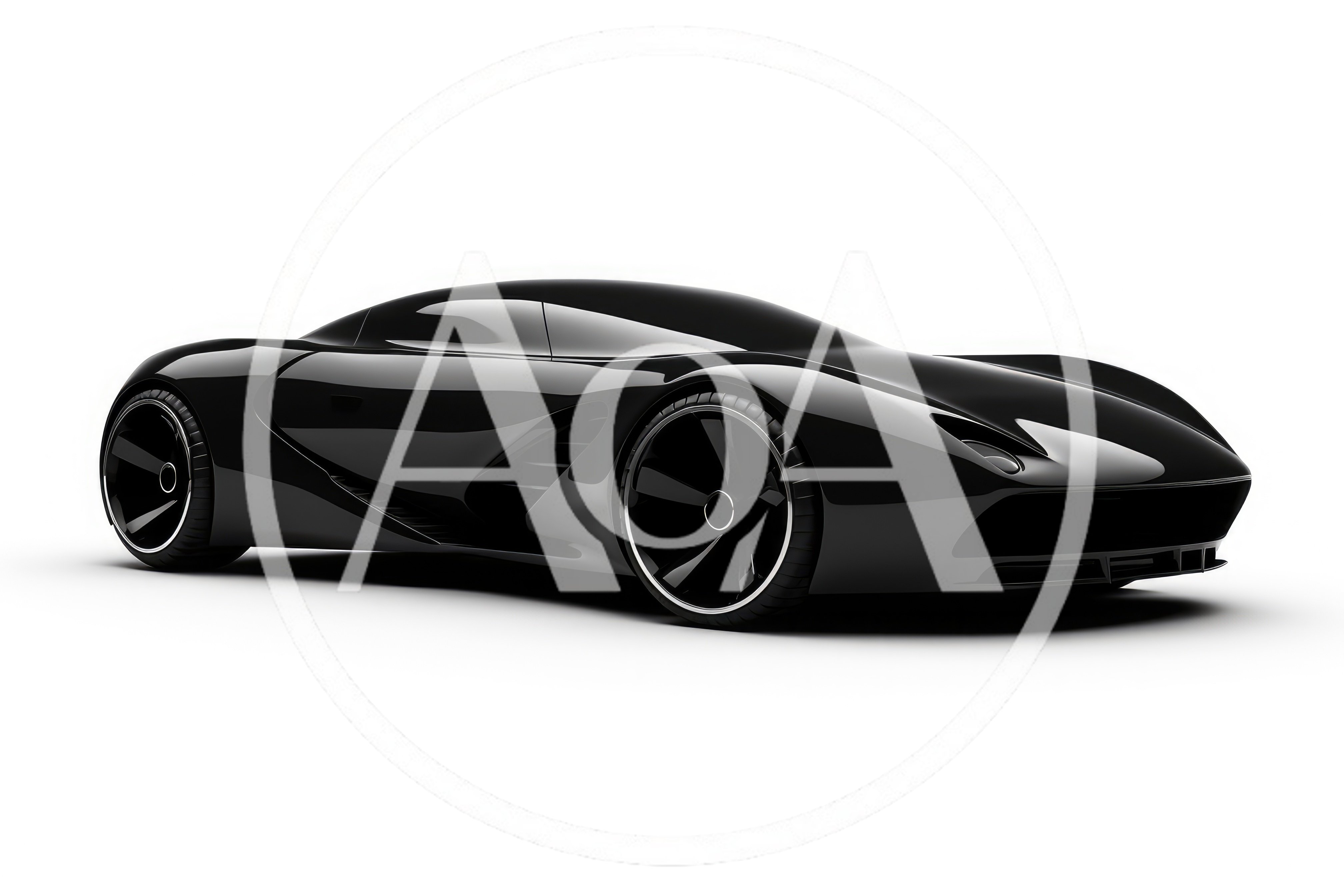Sleek Black Concept Sports Car Isolated On White