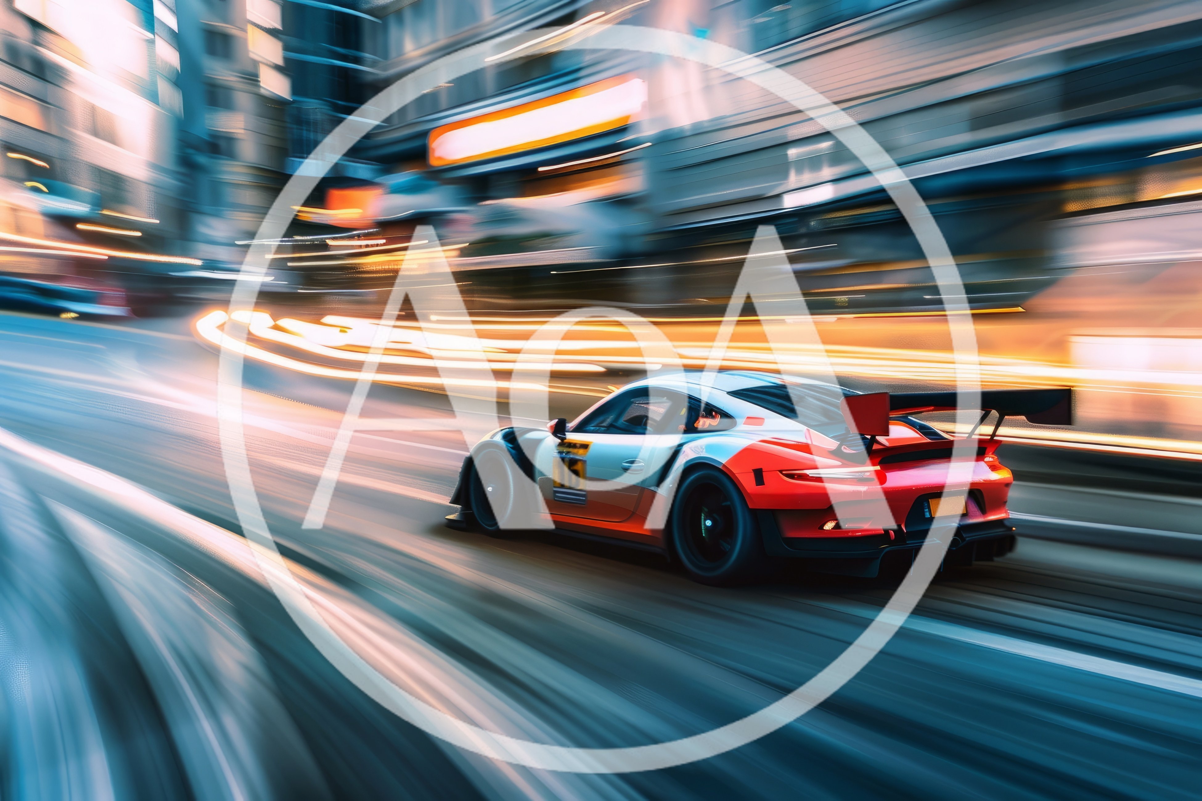Racing Porsche 911 GT3 R Speeding Through City Streets