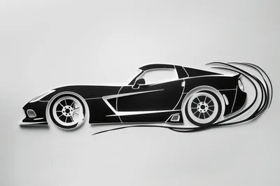 Stylized Black And White Sports Car Silhouette