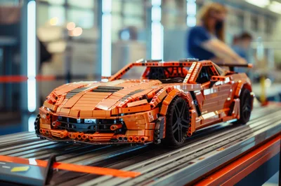 Orange Technic Style Toy Sports Car Model