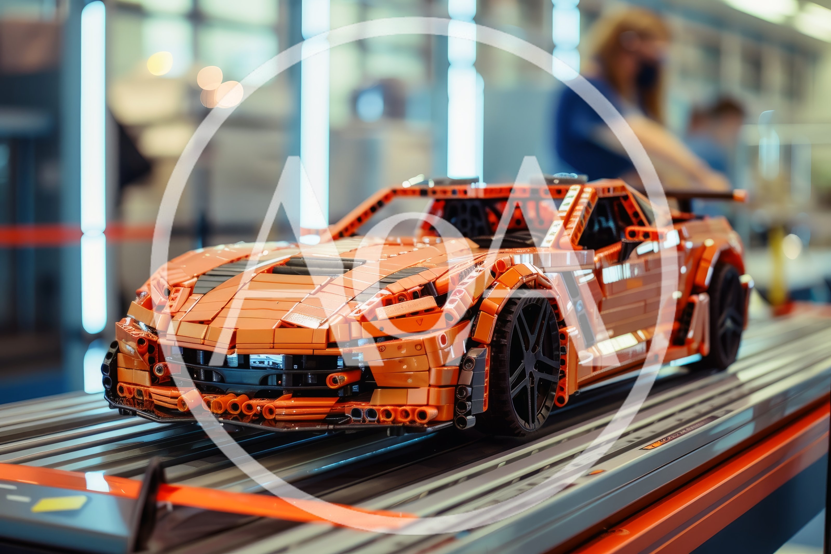 Orange Technic Style Toy Sports Car Model