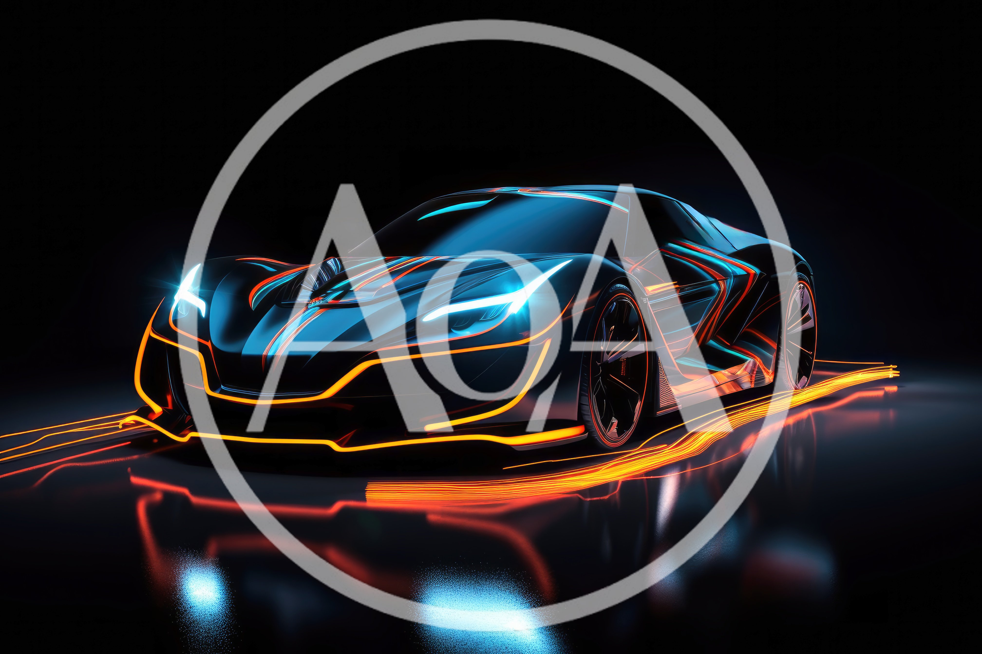 Futuristic Concept Sports Car With Neon Lighting