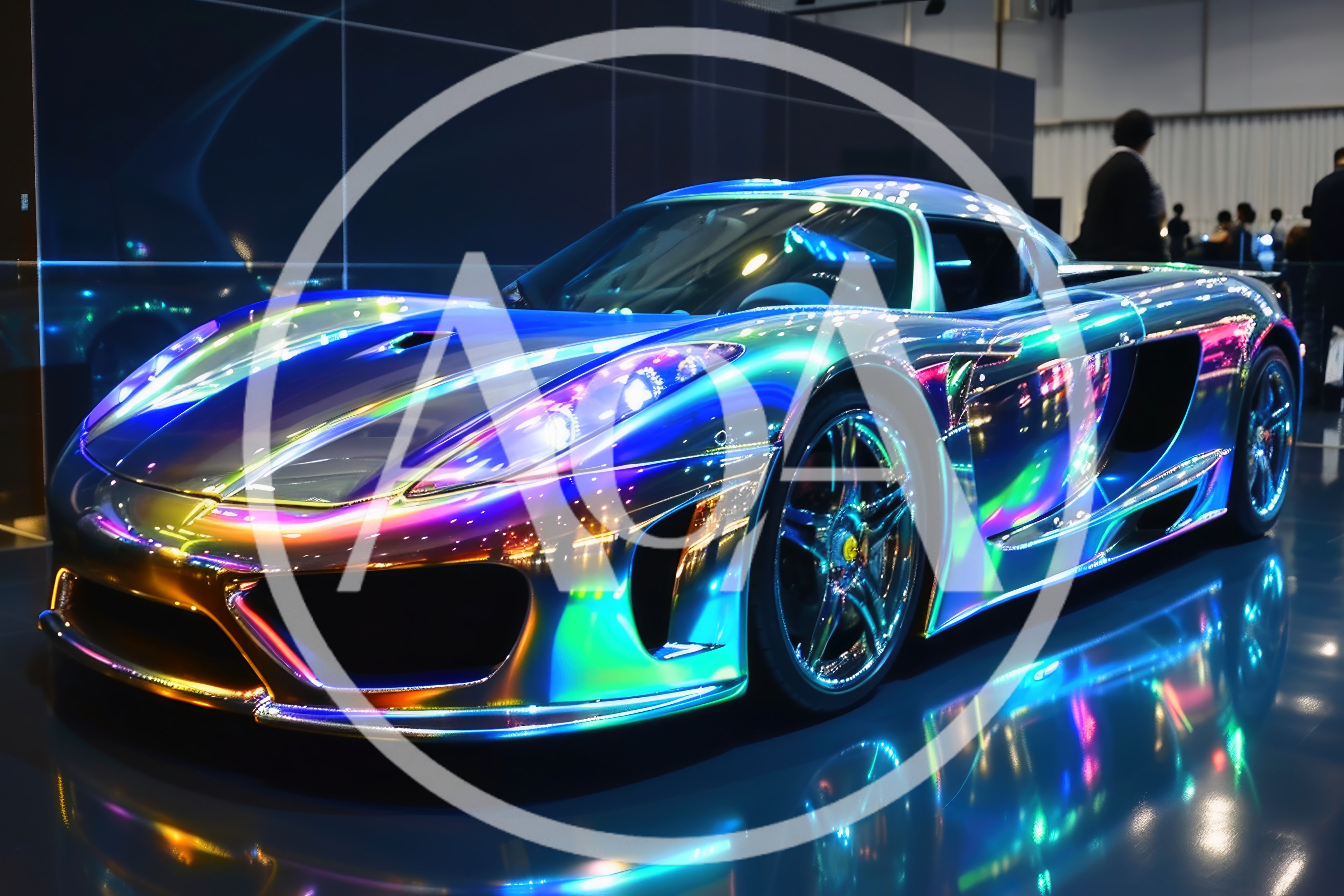 Iridescent Chrome Supercar Displayed At Indoor Auto Show