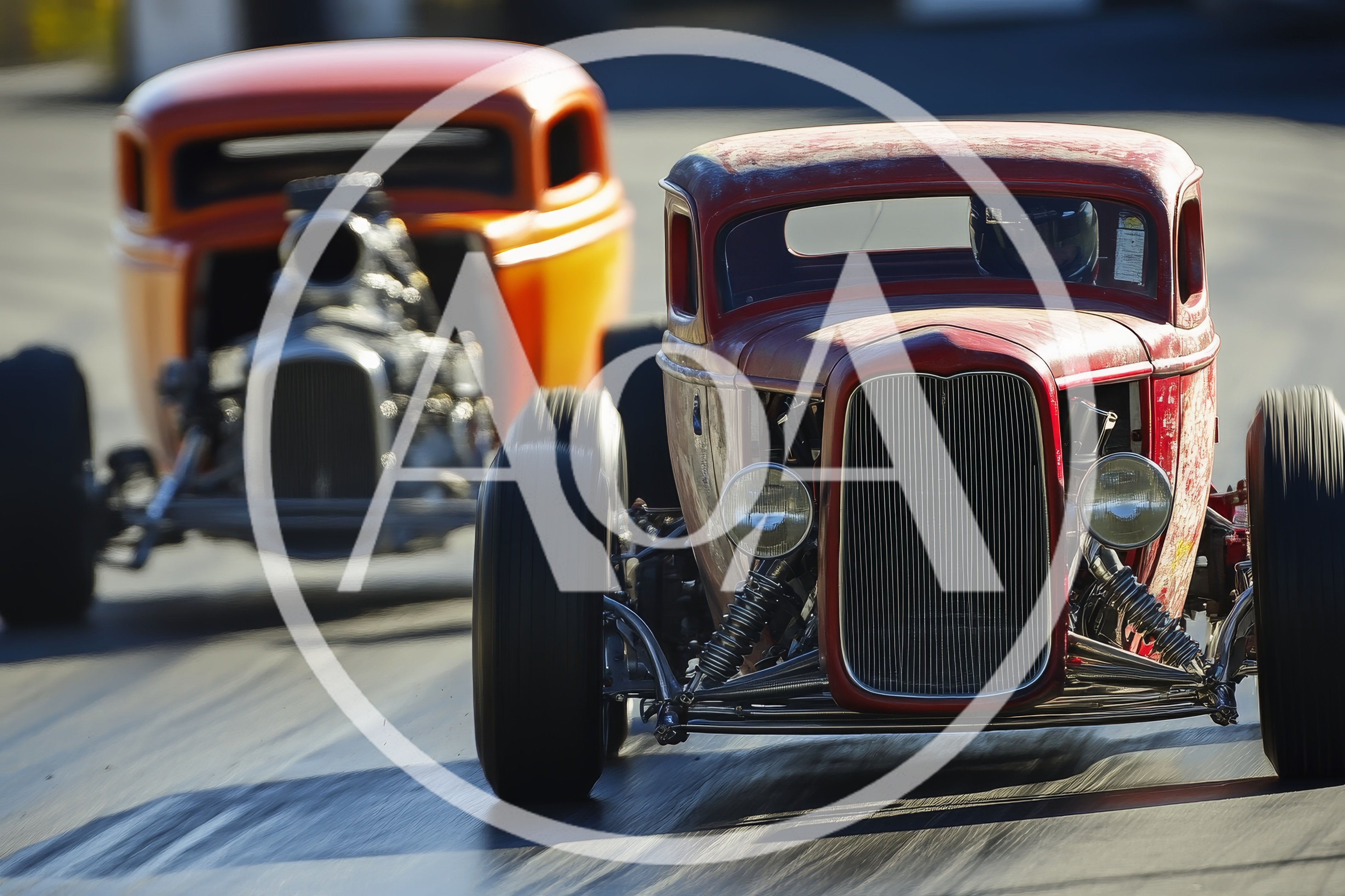 Vintage Hot Rods Racing On A Drag Strip