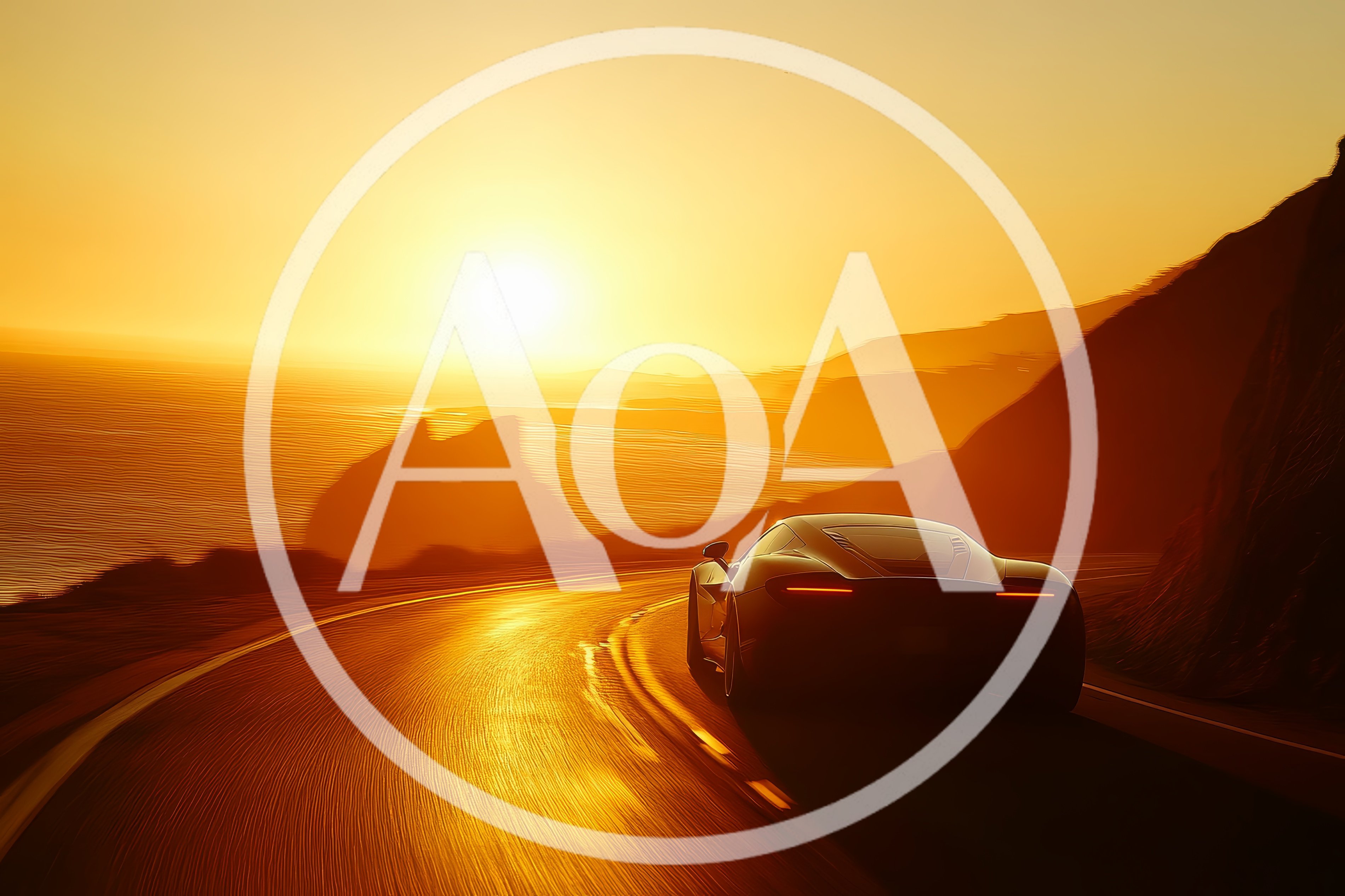Supercar Driving Along Coastal Highway At Sunset