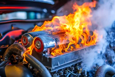 Car Engine Catching Fire Under The Hood