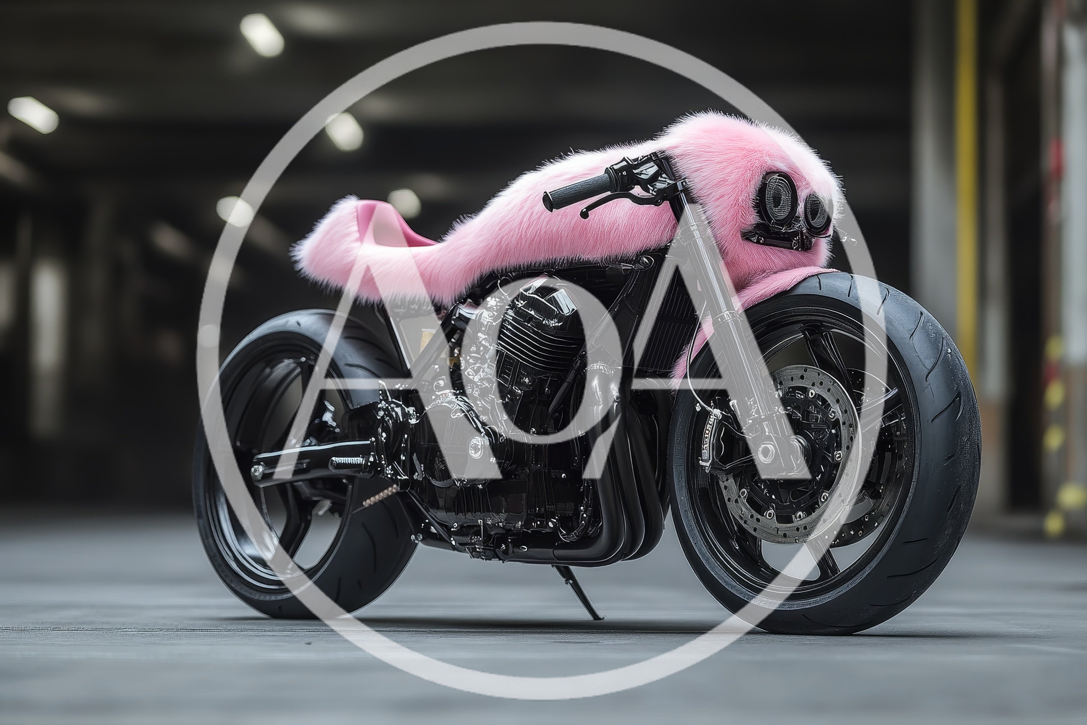 Custom Pink Fur Covered Cafe Racer Motorcycle
