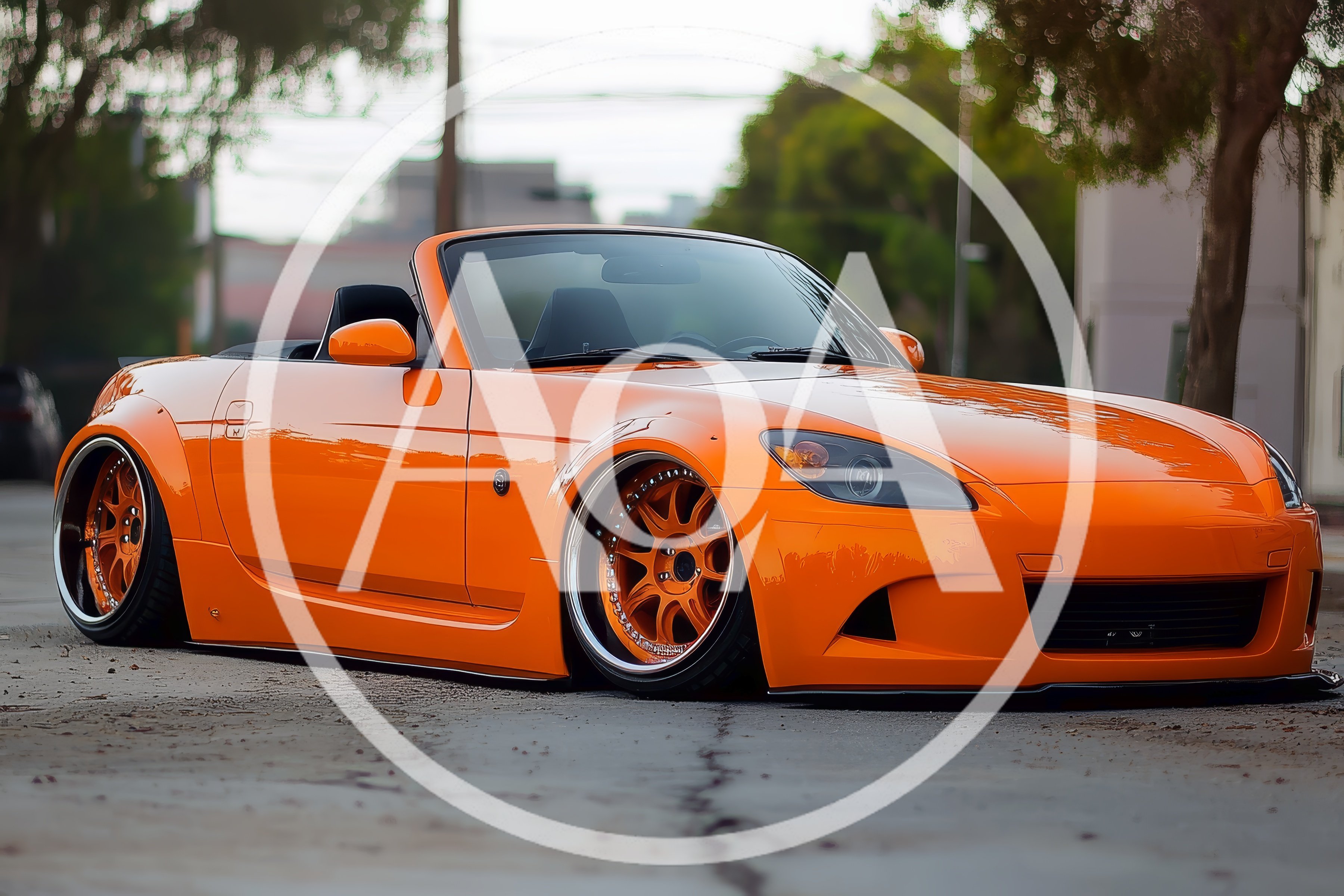 Custom Orange Honda S2000 Convertible Parked On Street