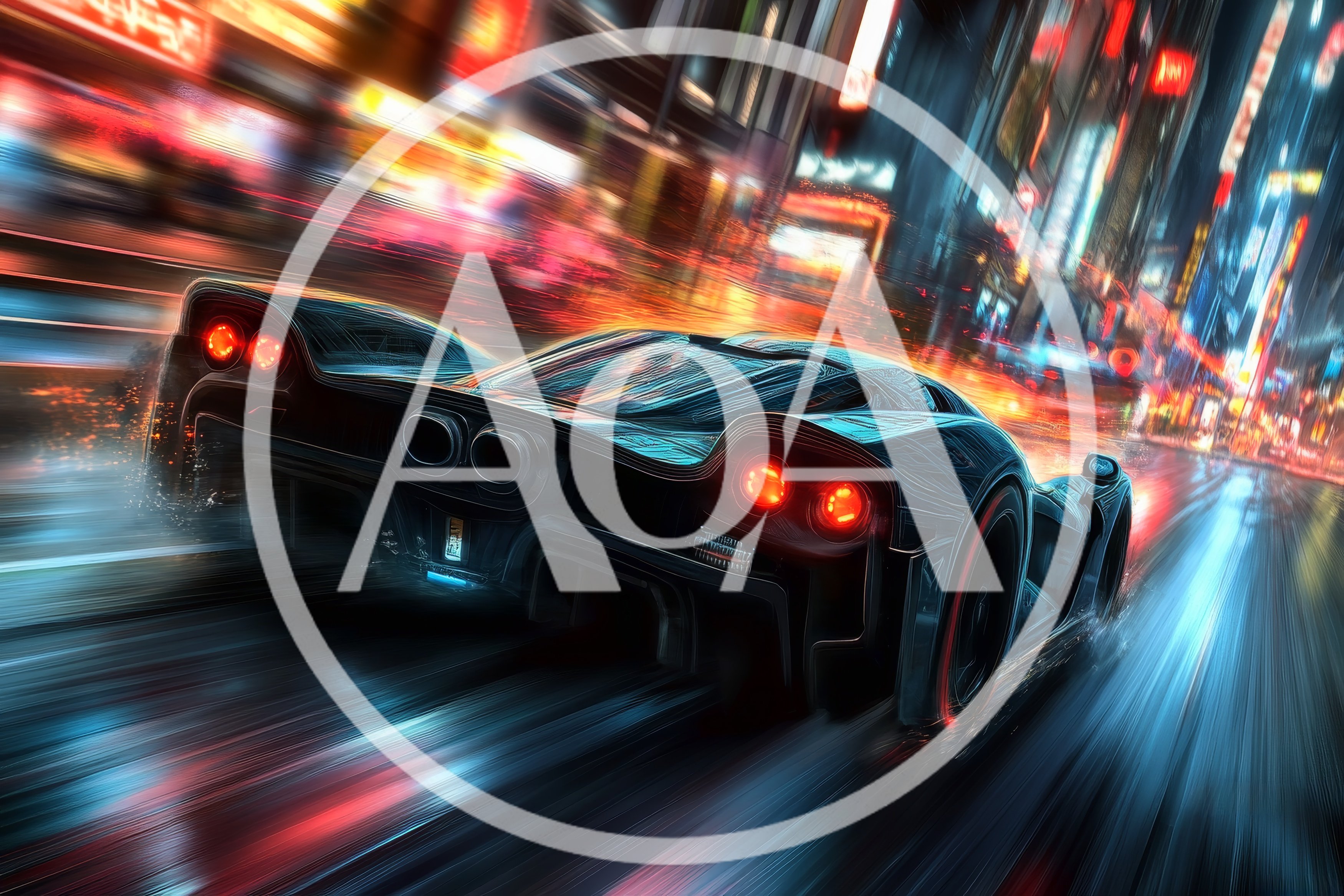 Futuristic Supercar Speeding Through A Neon City Street