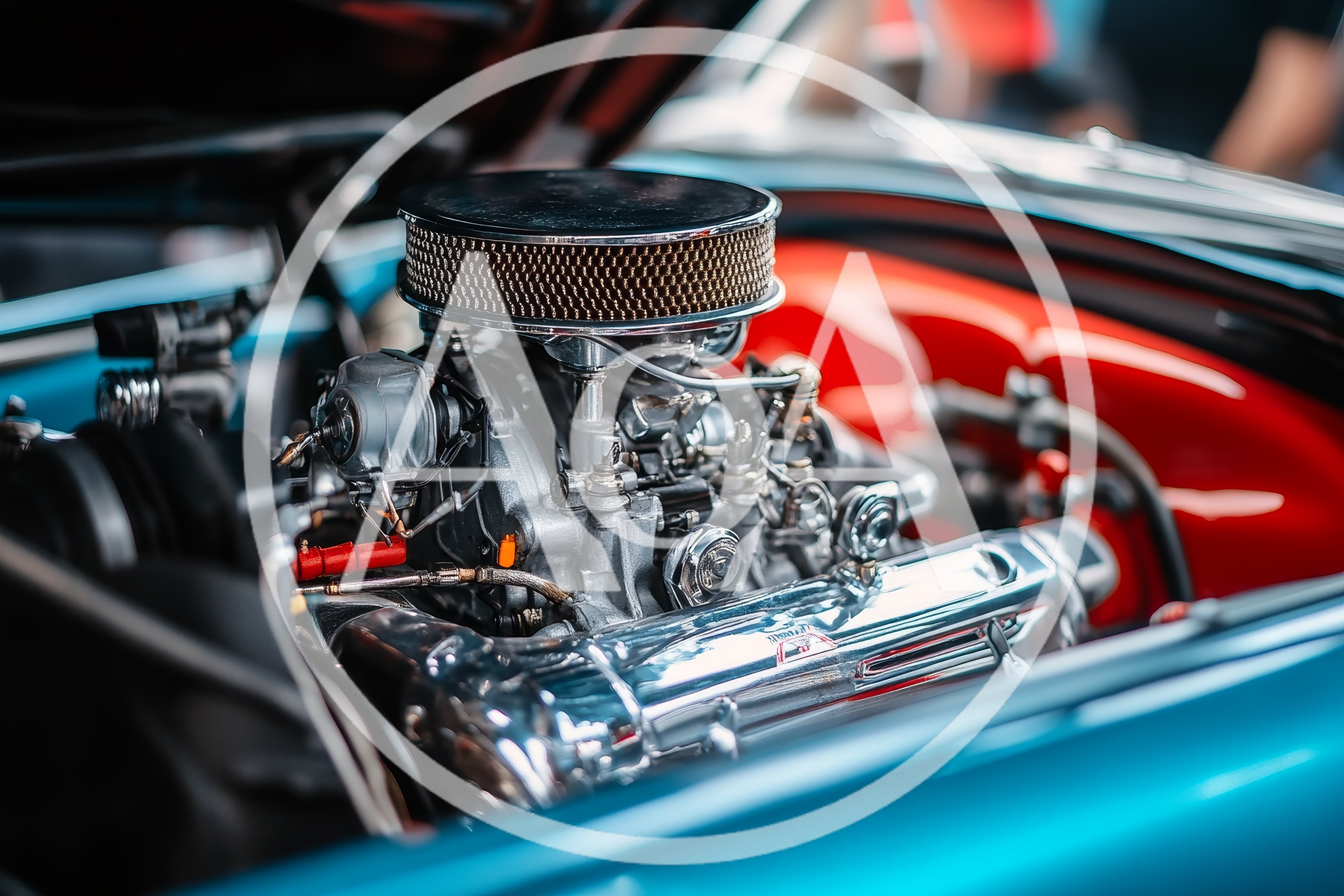 Close Up Of A Classic Car Engine