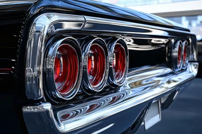 Close Up Of Classic Muscle Car Tail Lights