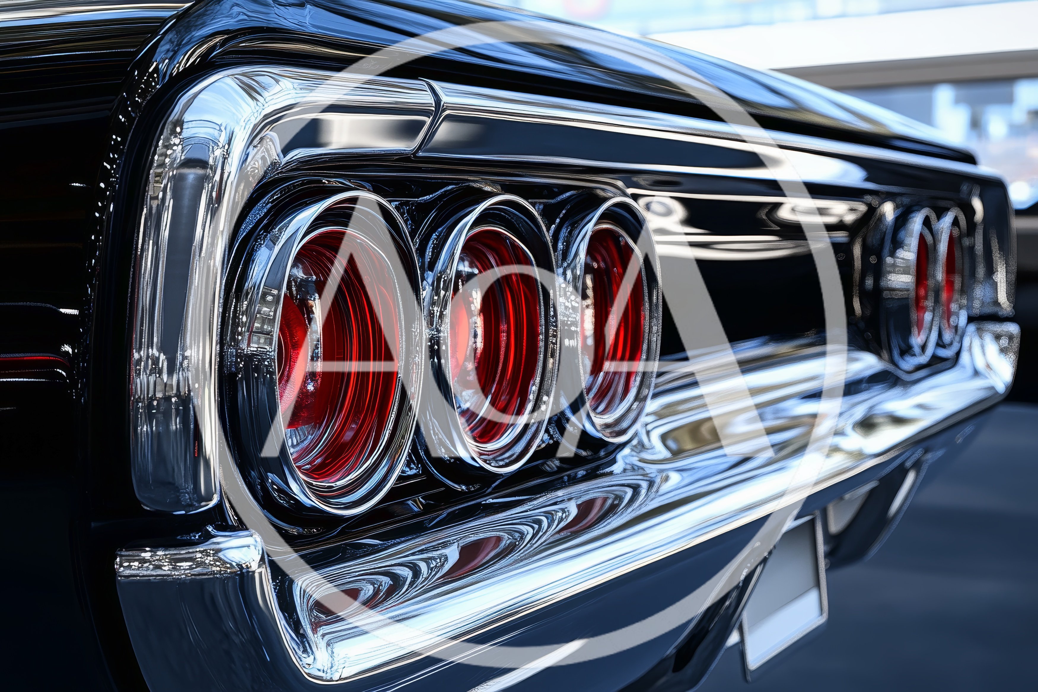 Close Up Of Classic Muscle Car Tail Lights