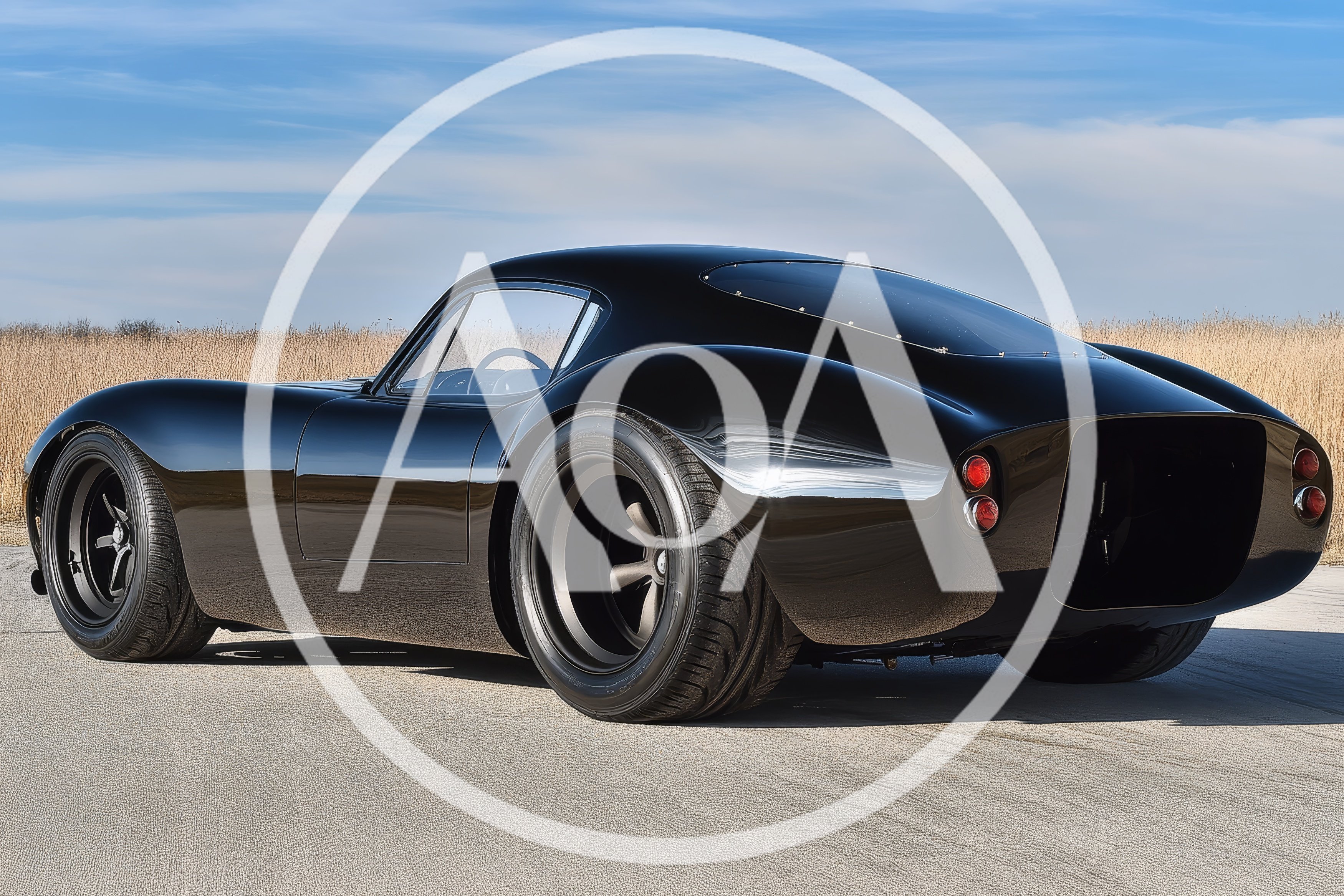 Custom Black Sports Coupe Parked On Asphalt