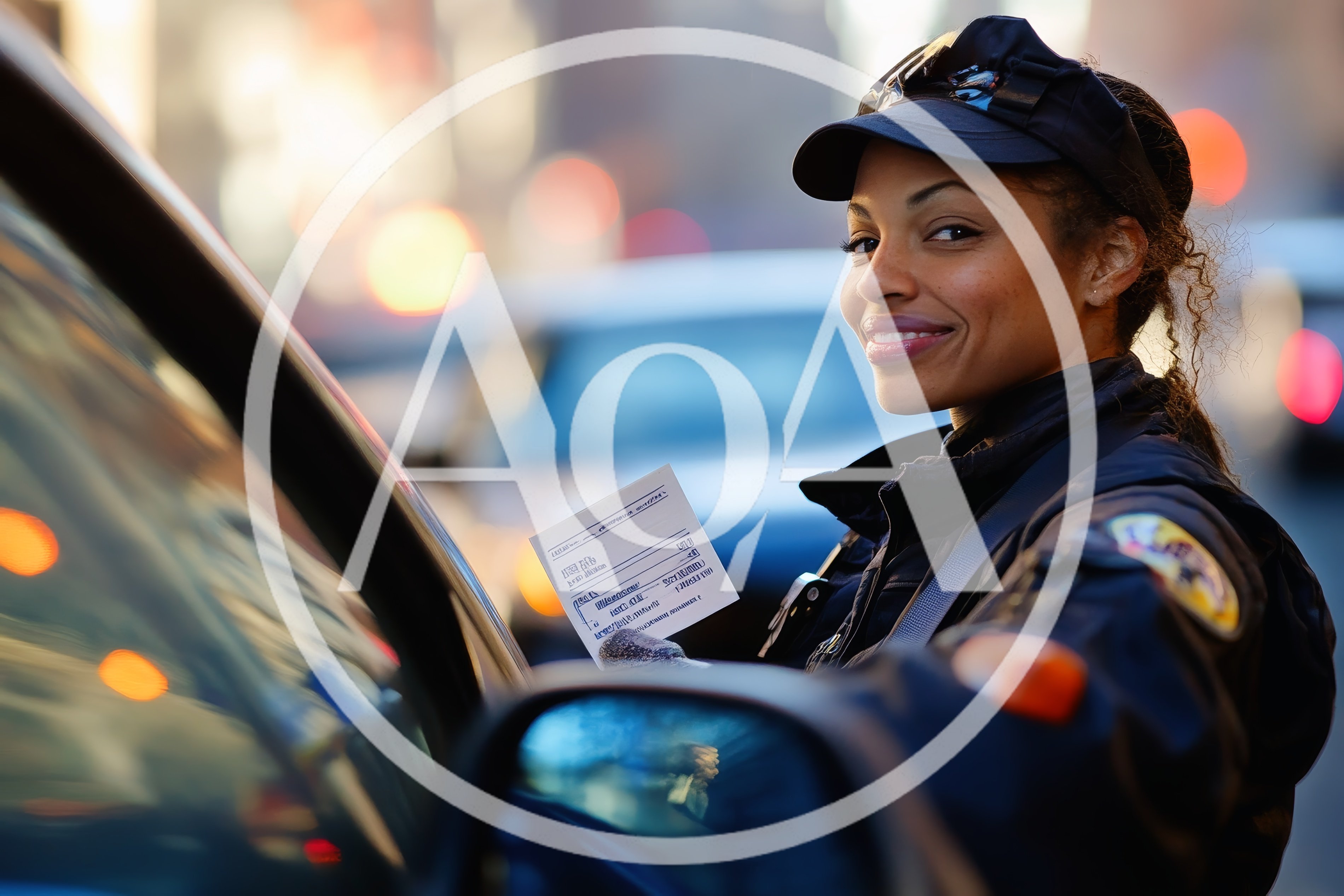 Female Traffic Officer Issuing A Parking Ticket