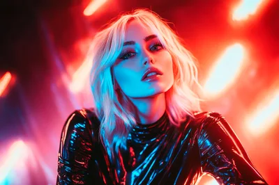 Portrait Of A Woman In A Shiny Latex Top