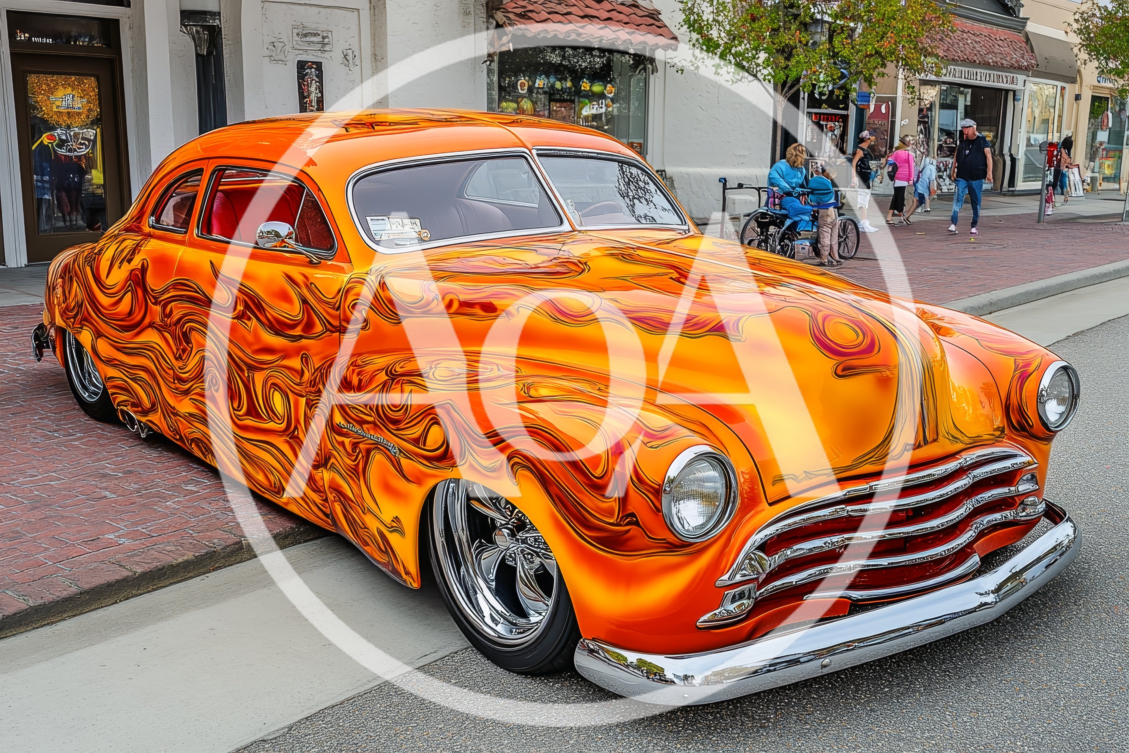 Custom Orange Flame Painted Vintage Hot Rod
