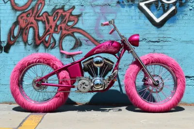 Custom Pink Furry Chopper Motorcycle