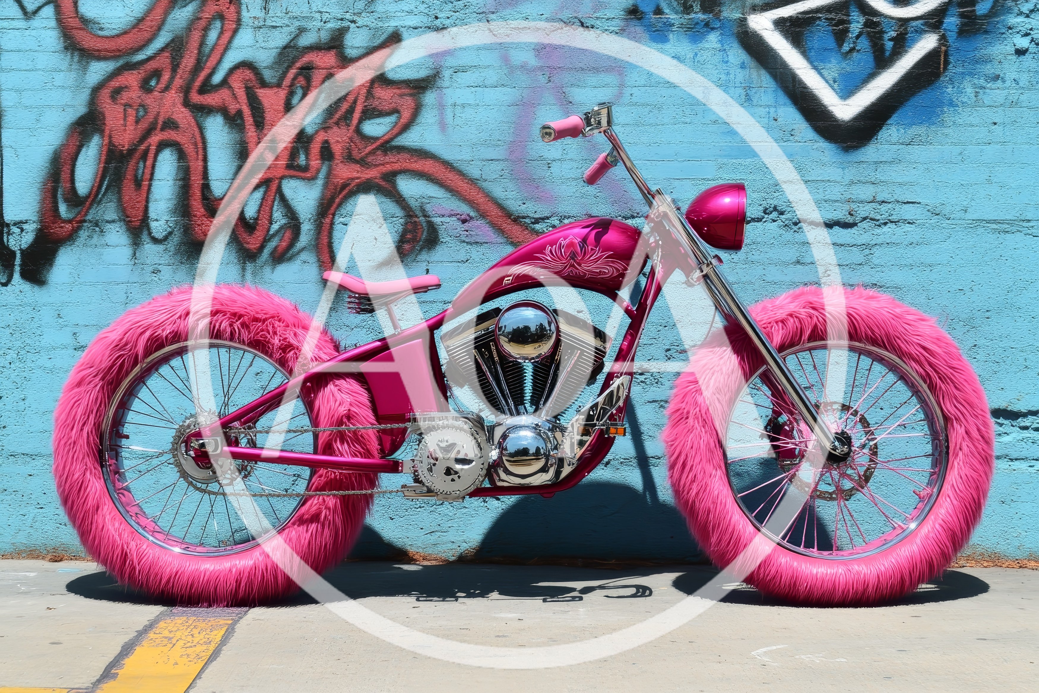 Custom Pink Furry Chopper Motorcycle