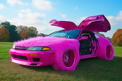 Custom Pink Furry Nissan Skyline Sports Car