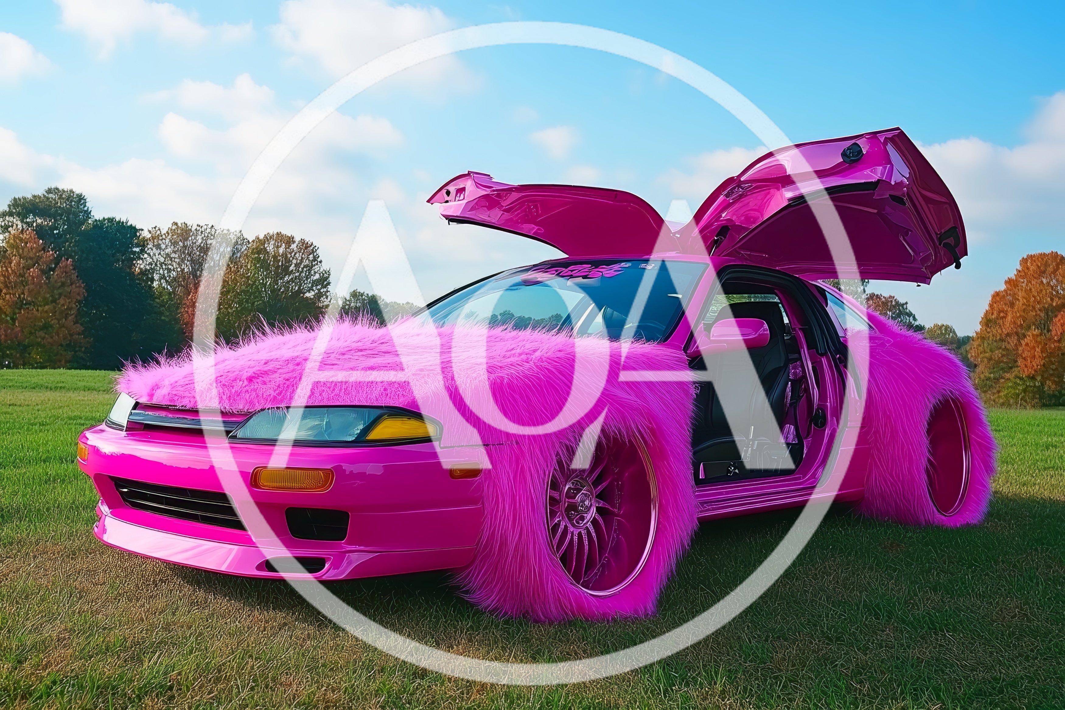 Custom Pink Furry Nissan Skyline Sports Car