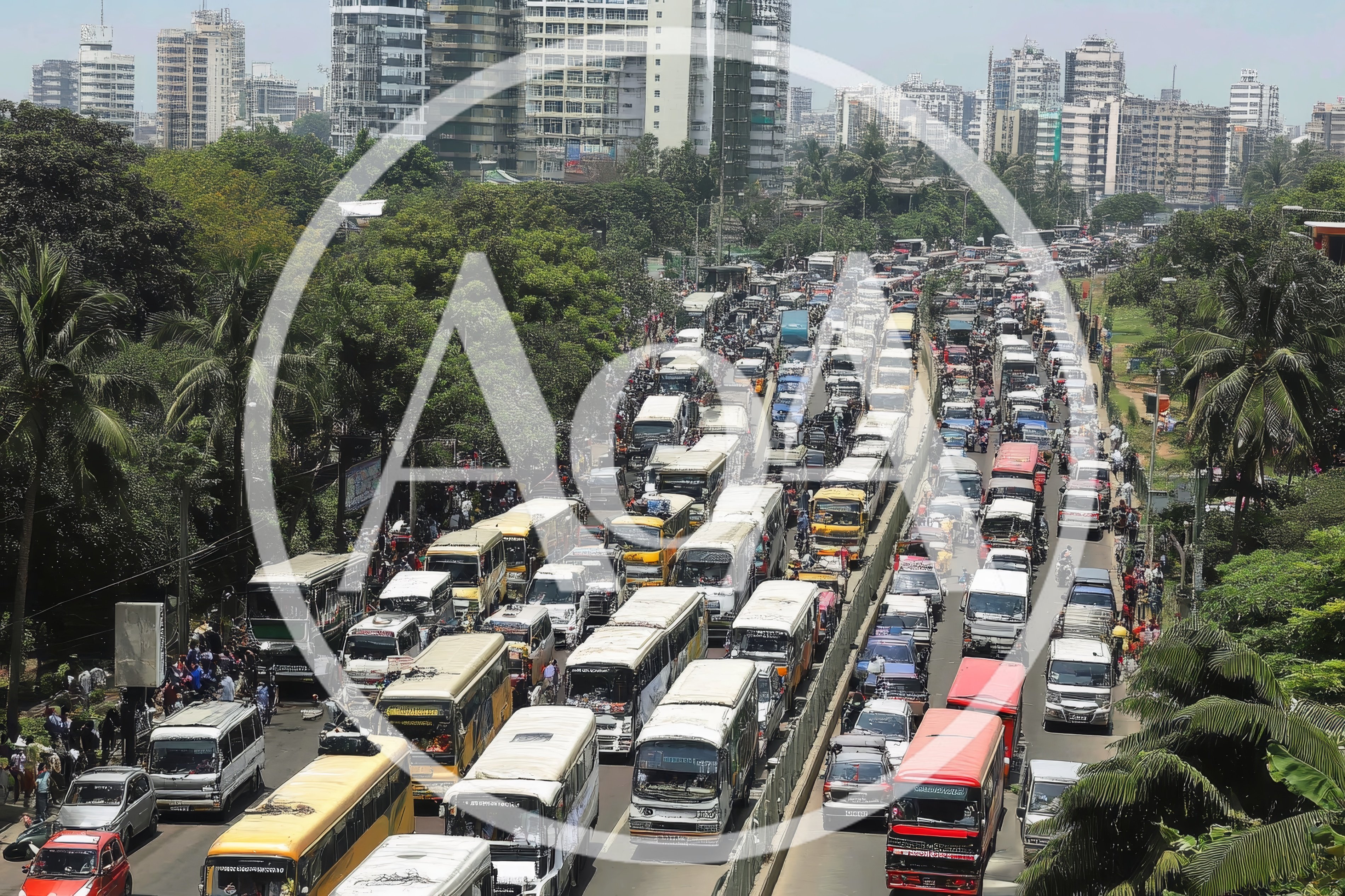 Heavy Traffic Congestion On A Busy Urban Highway
