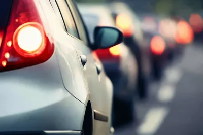 Traffic Jam With Cars In A Row